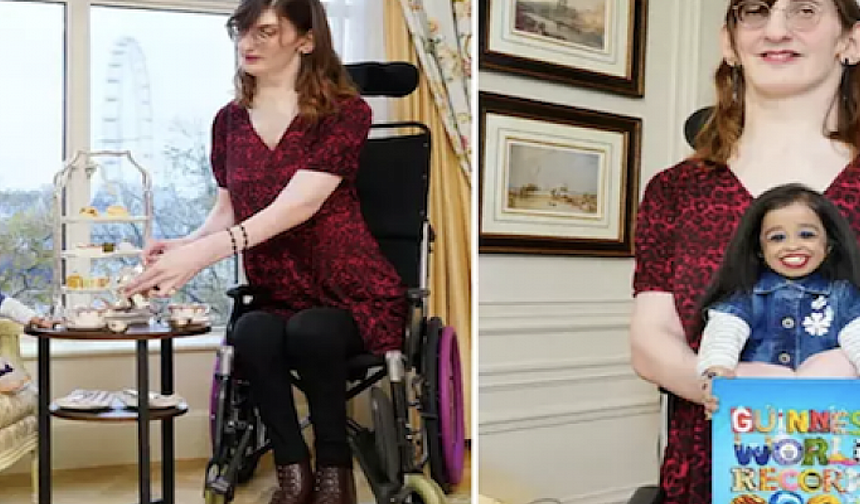 İngiltere’nin başkenti Londra’da Dünyanın en uzun ve en kısa kadını buluştu