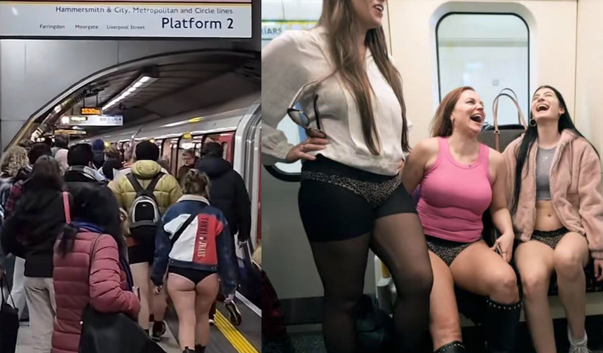 Londra'da Underground ve trenler Pantolonsuz